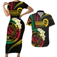 Vanuatu Independence Day Couples Matching Short Sleeve Bodycon Dress and Hawaiian Shirt Yumi 45th Hapi Indipendens Dei LT01