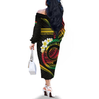 Vanuatu Independence Day Family Matching Off The Shoulder Long Sleeve Dress and Hawaiian Shirt Yumi 45th Hapi Indipendens Dei LT01 - Polynesian Pride