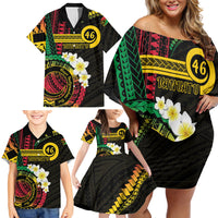Vanuatu Independence Day Family Matching Off Shoulder Short Dress and Hawaiian Shirt Yumi 45th Hapi Indipendens Dei LT01 - Polynesian Pride