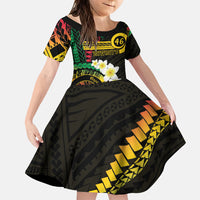 Vanuatu Independence Day Family Matching Tank Maxi Dress and Hawaiian Shirt Yumi 45th Hapi Indipendens Dei LT01 Daughter's Dress Black - Polynesian Pride