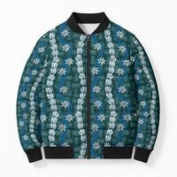 Pikake Maile Tiare Lei Bomber Puffer Jacket Polu Lauhala Pattern