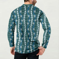 Pikake Maile Tiare Lei Button Sweatshirt Polu Lauhala Pattern