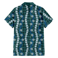 Pikake Maile Tiare Lei Family Matching Short Sleeve Bodycon Dress and Hawaiian Shirt Polu Lauhala Pattern LT01 - Polynesian Pride