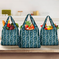 Pikake Maile Tiare Lei Grocery Bag Polu Lauhala Pattern