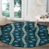 Pikake Maile Tiare Lei Round Carpet Polu Lauhala Pattern