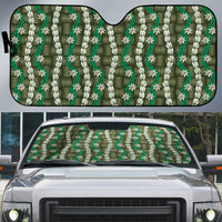 Pikake Maile Tiare Lei Auto Sun Shade Omaomao Lauhala Pattern