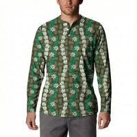 Pikake Maile Tiare Lei Button Sweatshirt Omaomao Lauhala Pattern