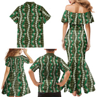 Pikake Maile Tiare Lei Family Matching Mermaid Dress and Hawaiian Shirt Omaomao Lauhala Pattern LT01 - Polynesian Pride