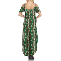 Pikake Maile Tiare Lei Family Matching Summer Maxi Dress and Hawaiian Shirt Omaomao Lauhala Pattern LT01 - Polynesian Pride