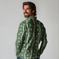 Pikake Maile Tiare Lei Long Sleeve Polo Shirt Omaomao Lauhala Pattern