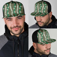Pikake Maile Tiare Lei Mesh Trucker Cap Omaomao Lauhala Pattern