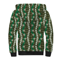 Pikake Maile Tiare Lei Sherpa Hoodie Omaomao Lauhala Pattern