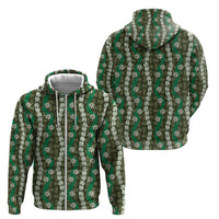 Pikake Maile Tiare Lei Zip Hoodie Omaomao Lauhala Pattern