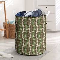 Pikake Maile Tiare Lei Laundry Basket Natural Lauhala Pattern