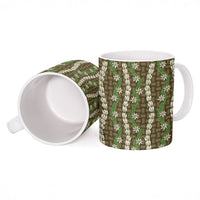 Pikake Maile Tiare Lei Ceramic Mug Natural Lauhala Pattern