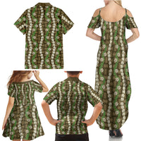 Pikake Maile Tiare Lei Family Matching Summer Maxi Dress and Hawaiian Shirt Natural Lauhala Pattern LT01 - Polynesian Pride