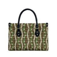 Pikake Maile Tiare Lei Leather Bag Natural Lauhala Pattern