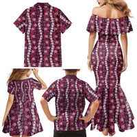 Pikake Maile Tiare Lei Family Matching Mermaid Dress and Hawaiian Shirt Akala Lauhala Pattern LT01 - Polynesian Pride