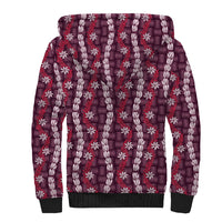 Pikake Maile Tiare Lei Sherpa Hoodie Akala Lauhala Pattern