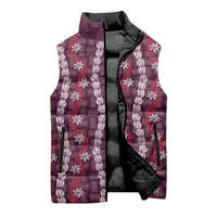 Pikake Maile Tiare Lei Sleeveless Puffer Jacket Akala Lauhala Pattern