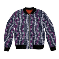 Pikake Maile Tiare Lei Bomber Jacket Poni Lauhala Pattern