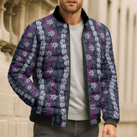 Pikake Maile Tiare Lei Bomber Puffer Jacket Poni Lauhala Pattern
