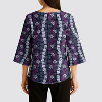 Pikake Maile Tiare Lei Kimono Sleeve Blouse Poni Lauhala Pattern