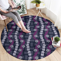 Pikake Maile Tiare Lei Round Carpet Poni Lauhala Pattern