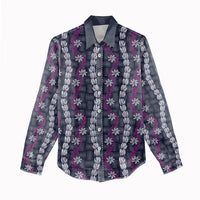 Pikake Maile Tiare Lei Women Casual Shirt Poni Lauhala Pattern