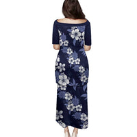 Hawaiian Hibiscus Tribal Floral Blue Family Matching Puletasi and Hawaiian Shirt Polynesian Tapa Pattern LT01 - Polynesian Pride