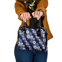 Hawaiian Hibiscus Tribal Floral Blue Shoulder Handbag Polynesian Tapa Pattern - Polynesian Pride