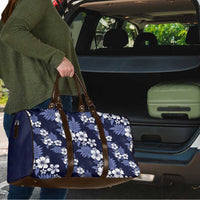 Hawaiian Hibiscus Tribal Floral Blue Travel Bag Polynesian Tapa Pattern - Polynesian Pride