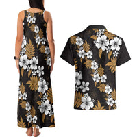 Hawaiian Hibiscus Tribal Floral Brown Couples Matching Tank Maxi Dress and Hawaiian Shirt Polynesian Tapa Pattern - Polynesian Pride