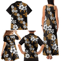 Hawaiian Hibiscus Tribal Floral Brown Family Matching Tank Maxi Dress and Hawaiian Shirt Polynesian Tapa Pattern LT01 - Polynesian Pride