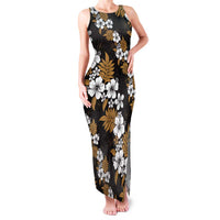 Hawaiian Hibiscus Tribal Floral Brown Family Matching Tank Maxi Dress and Hawaiian Shirt Polynesian Tapa Pattern LT01 Mom's Dress Brown - Polynesian Pride