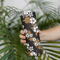 Hawaiian Hibiscus Tribal Floral Brown Skinny Tumbler Polynesian Tapa Pattern LT01 - Polynesian Pride