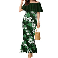 Hawaiian Hibiscus Tribal Floral Green Family Matching Mermaid Dress and Hawaiian Shirt Polynesian Tapa Pattern LT01 Mom's Dress Green - Polynesian Pride