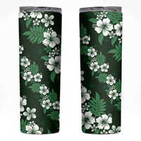 Hawaiian Hibiscus Tribal Floral Green Skinny Tumbler Polynesian Tapa Pattern LT01 Green - Polynesian Pride