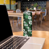 Hawaiian Hibiscus Tribal Floral Green Skinny Tumbler Polynesian Tapa Pattern LT01 - Polynesian Pride