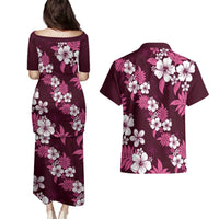 Hawaiian Hibiscus Tribal Floral Pink Couples Matching Puletasi and Hawaiian Shirt Polynesian Tapa Pattern LT01 - Polynesian Pride