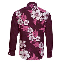Hawaiian Hibiscus Tribal Floral Pink Family Matching Long Sleeve Bodycon Dress and Hawaiian Shirt Polynesian Tapa Pattern LT01 - Polynesian Pride