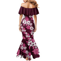 Hawaiian Hibiscus Tribal Floral Pink Family Matching Mermaid Dress and Hawaiian Shirt Polynesian Tapa Pattern LT01 - Polynesian Pride