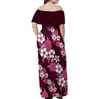 Hawaiian Hibiscus Tribal Floral Pink Family Matching Off Shoulder Maxi Dress and Hawaiian Shirt Polynesian Tapa Pattern LT01 - Polynesian Pride