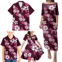 Hawaiian Hibiscus Tribal Floral Pink Family Matching Puletasi and Hawaiian Shirt Polynesian Tapa Pattern LT01 - Polynesian Pride