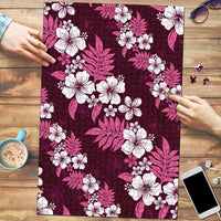 Hawaiian Hibiscus Tribal Floral Pink Puzzle Polynesian Tapa Pattern - Polynesian Pride