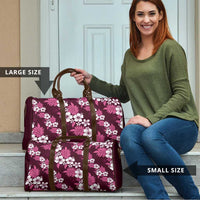 Hawaiian Hibiscus Tribal Floral Pink Travel Bag Polynesian Tapa Pattern - Polynesian Pride