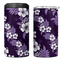 Hawaiian Hibiscus Tribal Floral Purple 4 in 1 Can Cooler Tumbler Polynesian Tapa Pattern LT01 One Size: 16 oz Purple - Polynesian Pride