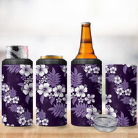 Hawaiian Hibiscus Tribal Floral Purple 4 in 1 Can Cooler Tumbler Polynesian Tapa Pattern LT01 - Polynesian Pride