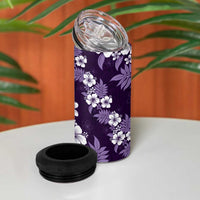 Hawaiian Hibiscus Tribal Floral Purple 4 in 1 Can Cooler Tumbler Polynesian Tapa Pattern LT01 - Polynesian Pride