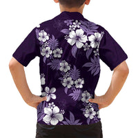 Hawaiian Hibiscus Tribal Floral Purple Family Matching Puletasi and Hawaiian Shirt Polynesian Tapa Pattern LT01 - Polynesian Pride